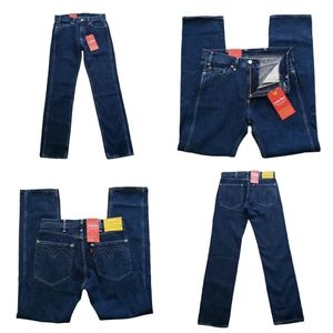 Levi's Lot 505 Red Positively Superior Button Zip Fly Premium Denim Dark Blue 30